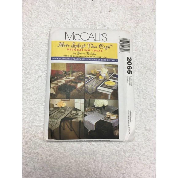 McCall Other - Mccalls 2065 Tablerunner Placemat Sewing Pattern Uncut
